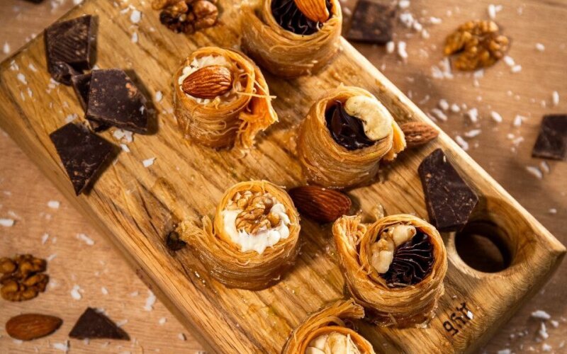 Кадаиф «Гнездо» с кремом пралине и орехами