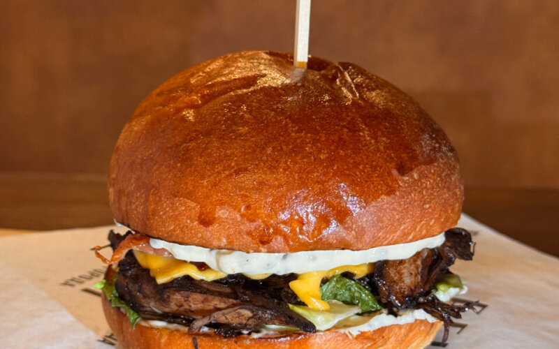 Бургер с уткой конфи и соусом кунжутный-чиа