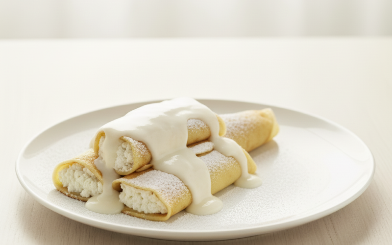 Блинчики с творогом и сгущенкой