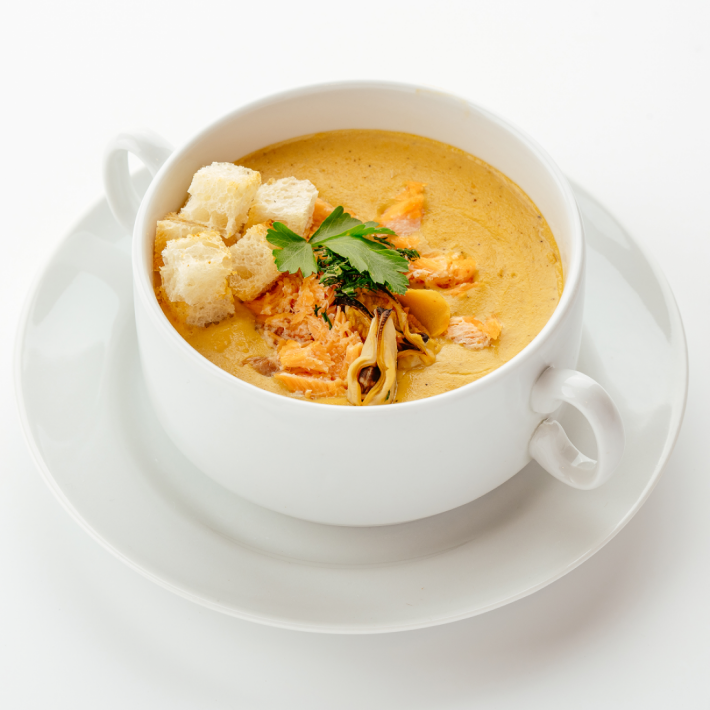 Овощной суп-пюре с лососем