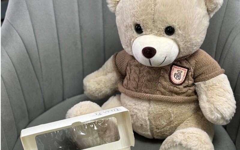 Плюшевый медведь и свечи ручной работы №1