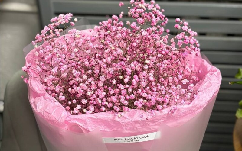 Букет из розовой гипсофилы