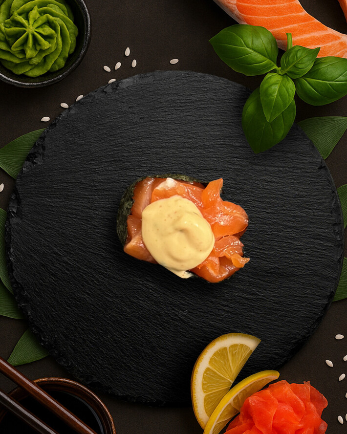 Гункан с лососем