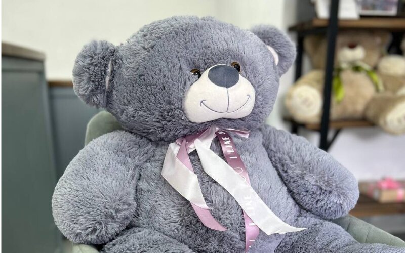 Серый плюшевый медведь