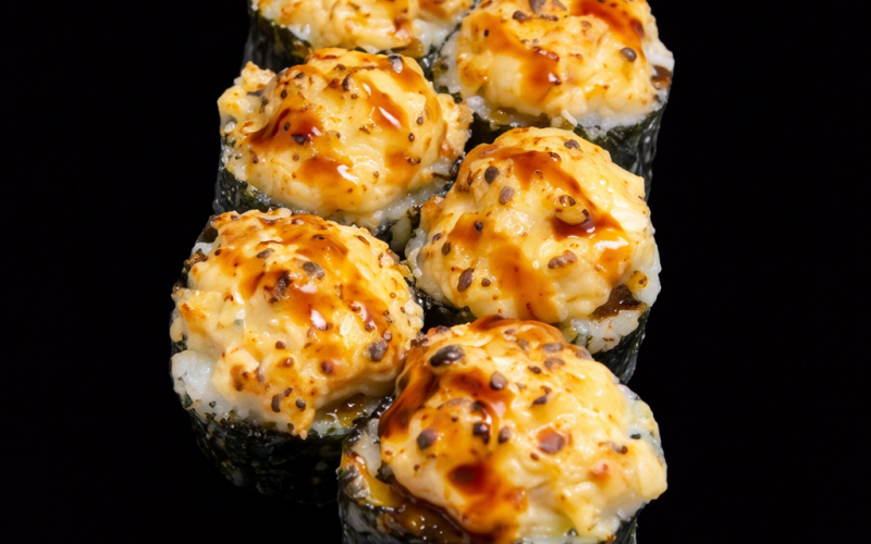 Ролл запечённый с креветкой и опалённый