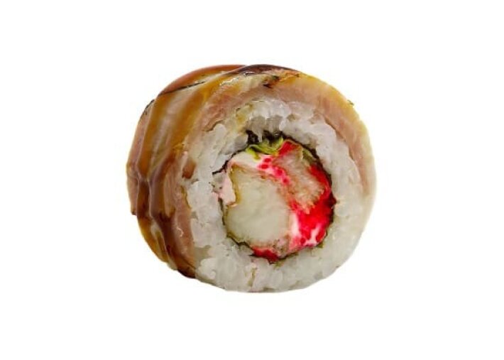 Ролл с беконом и жареным морским окунем