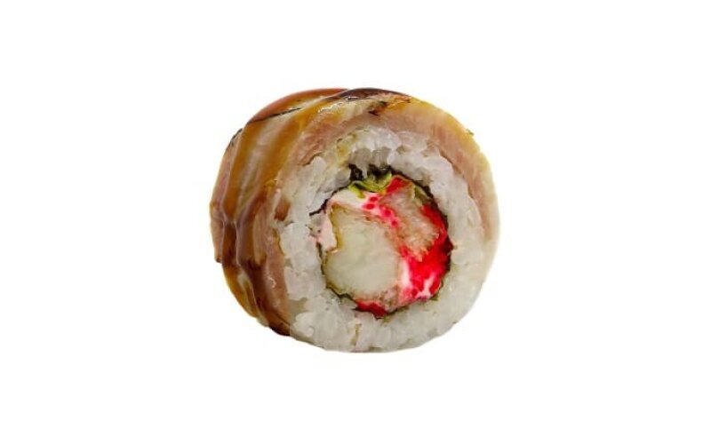 Ролл с беконом и жареным морским окунем