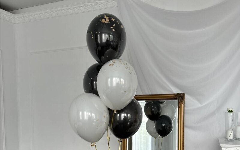 Фонтан из 5 стеклянных шаров с конфетти