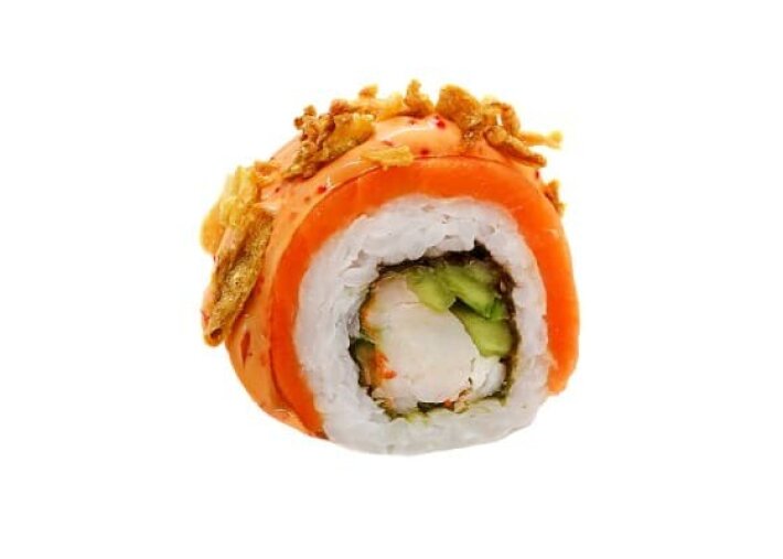 Ролл с копченым лососем и жаренным луком