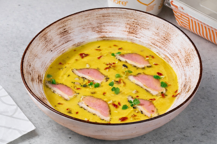 Тыквенный суп с пастрами из утки