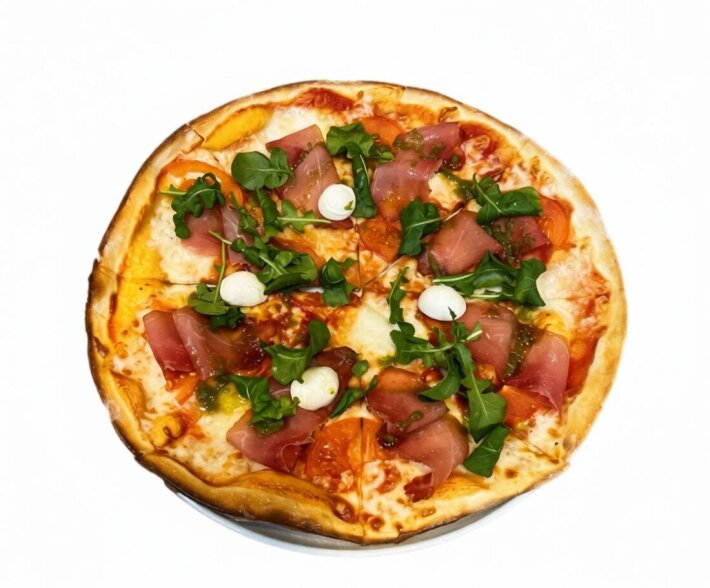 Пицца с прошутто и рукколой