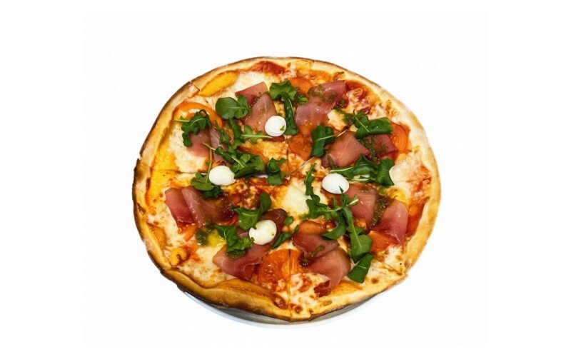Пицца с прошутто и рукколой