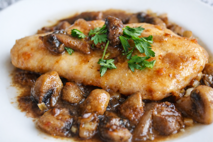 Куриный стейк с грибным соусом