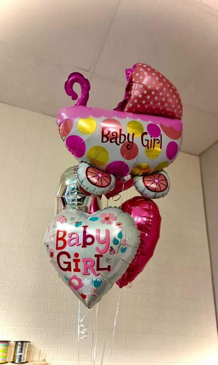 Набор гелиевых шаров с рождением для девочки