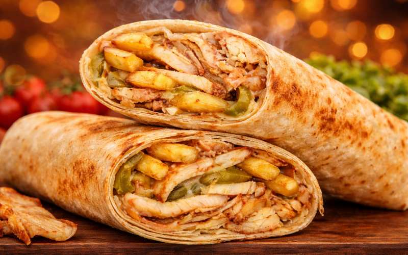 Шаурма «Арабская» куриная с картошкой фри