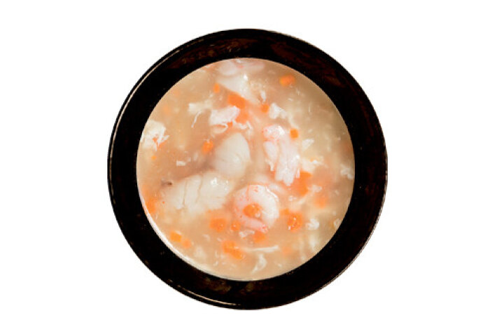 Суп с окунем и тигровыми креветками