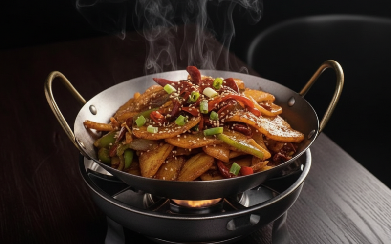 Картофель пикантный в котелке