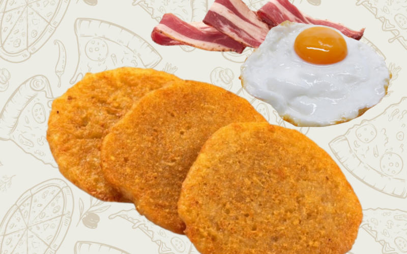 Драники с яйцом и беконом