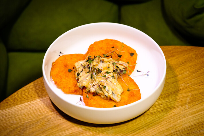 Драники с грибами и квашеной капустой