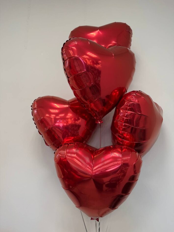 Воздушные шары Сердце с гелием 5 шт