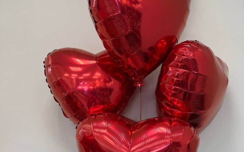 Воздушные шары Сердце с гелием 5 шт