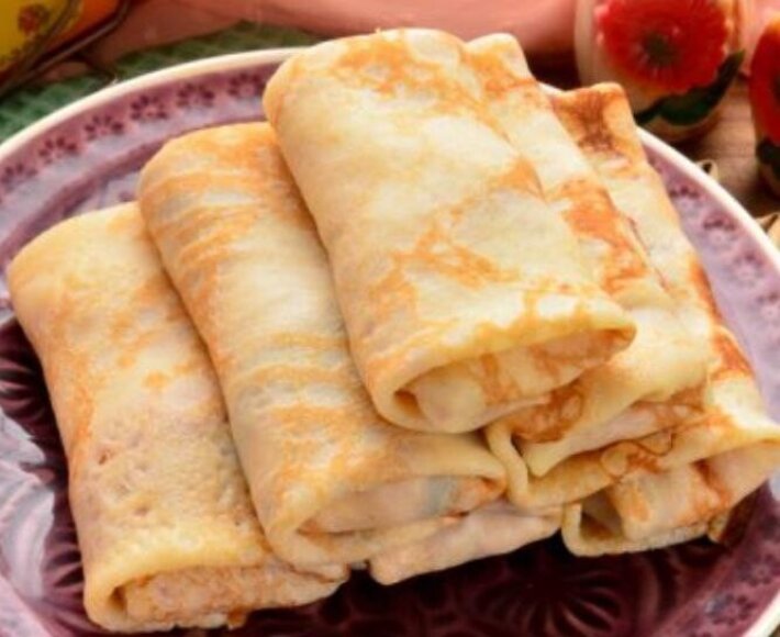 Блинчики с грибами и сыром