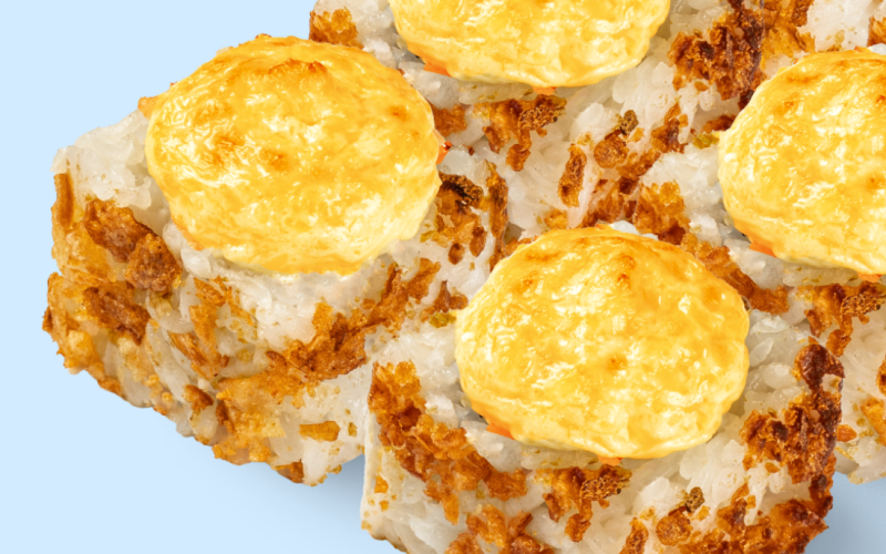 Запечённый с жареным лососем