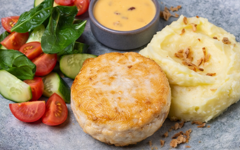 Котлета с сырным соусом