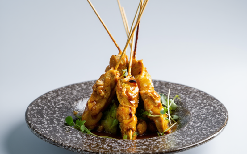 Креветки на шпажке с гуакомолле