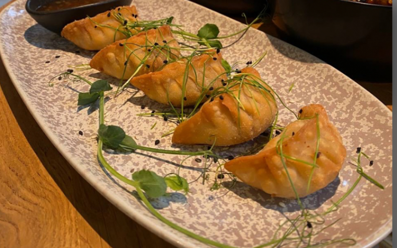 Обжаренные гёдза с индейкой и тайским соусом