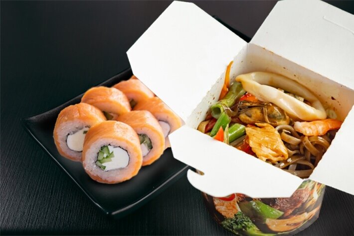 Комбо №1 «Вок дары моря + ролл дня»