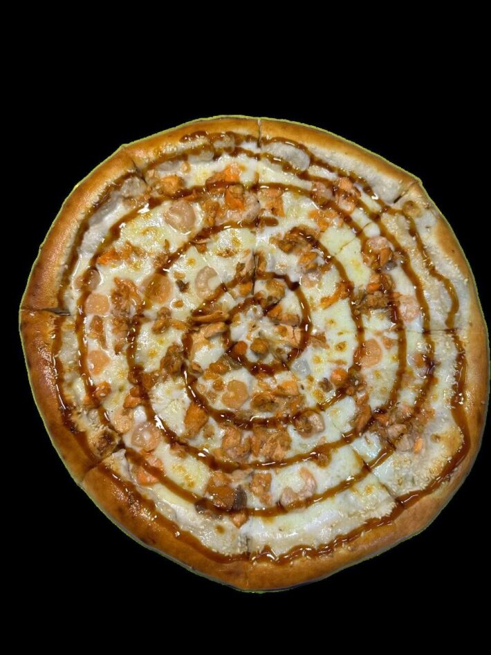 Пицца «Лосось-терияки с коктейльными креветками»