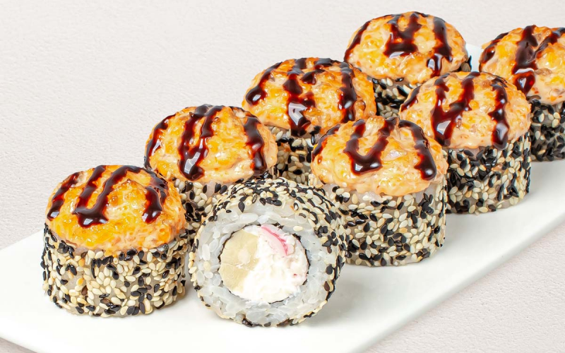 Запечённый ролл «Окунь унаги XL »