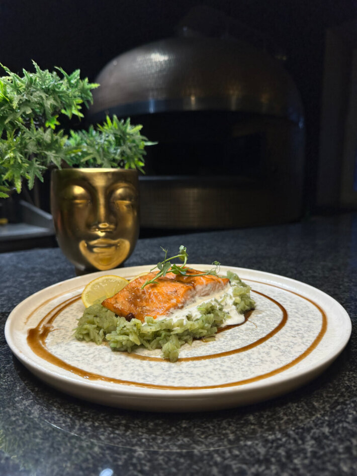Филе лосося с картофельным ризотто