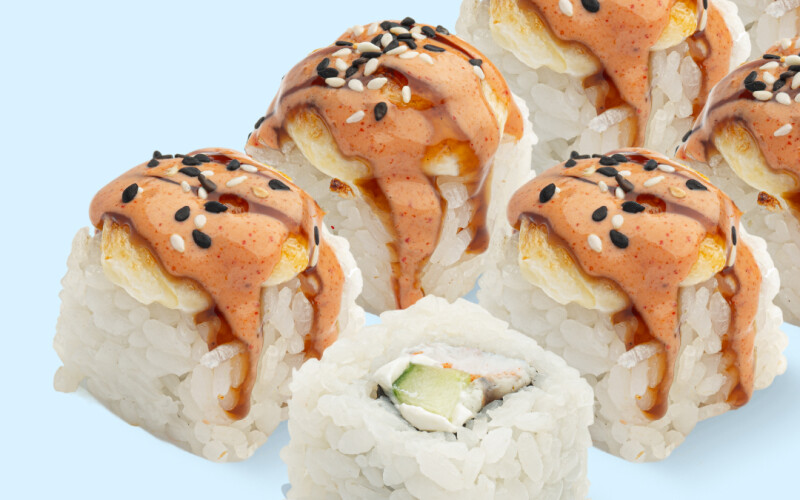 Запечённый с креветкой и угрём