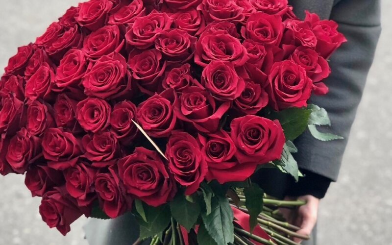 101 красная роза 60 см