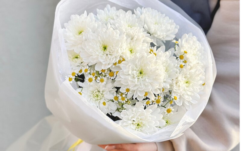 Букет Duo танацетум и хризантема