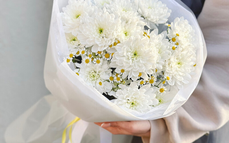 Букет Duo танацетум и хризантема