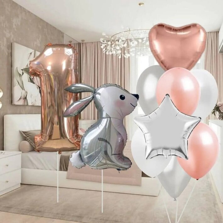 Сет шаров со зверятами (заяц, лисенок, енот, ежик, львенок, белка)