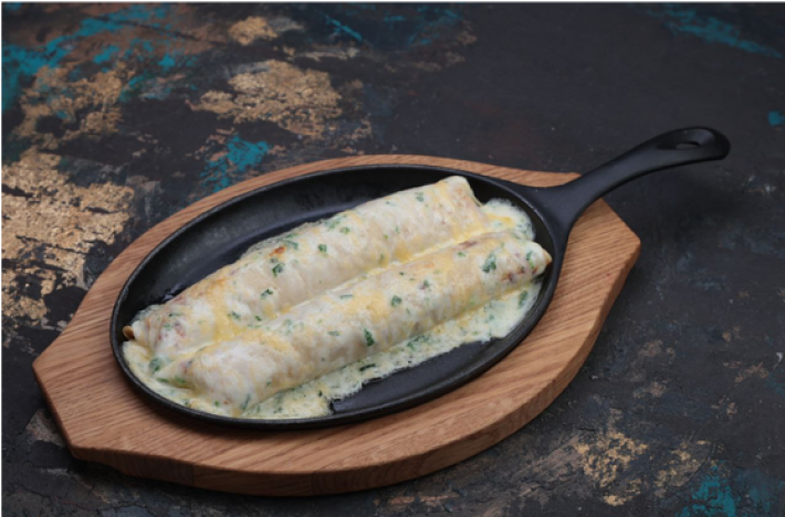 Блинчики с рубленой свининой и грибами