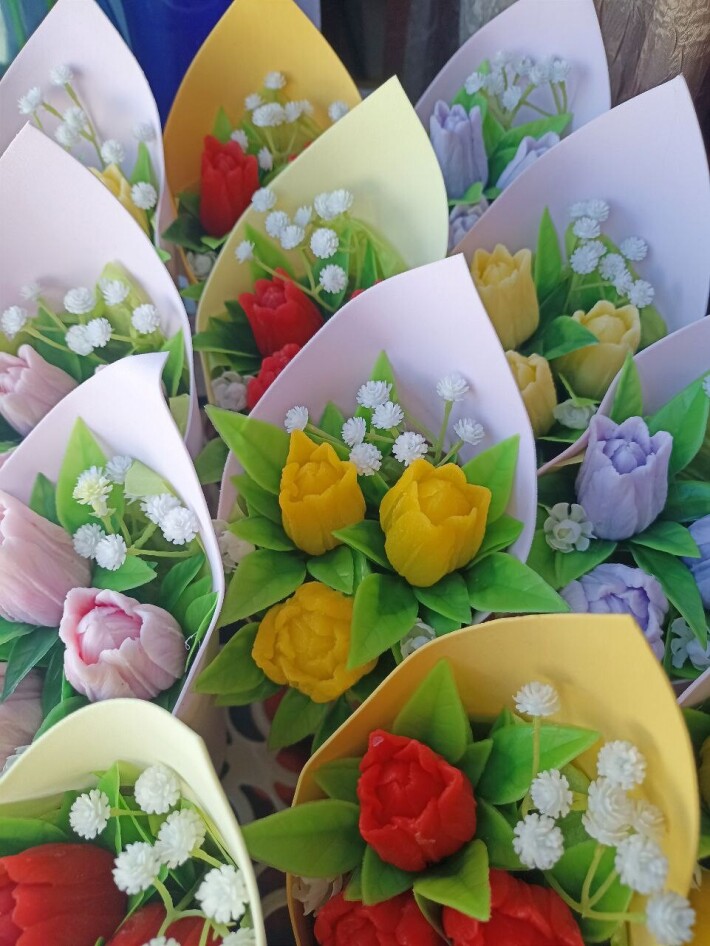 Минибукетик из 3-х тюльпанов