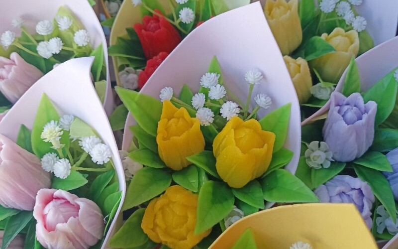 Минибукетик из 3-х тюльпанов