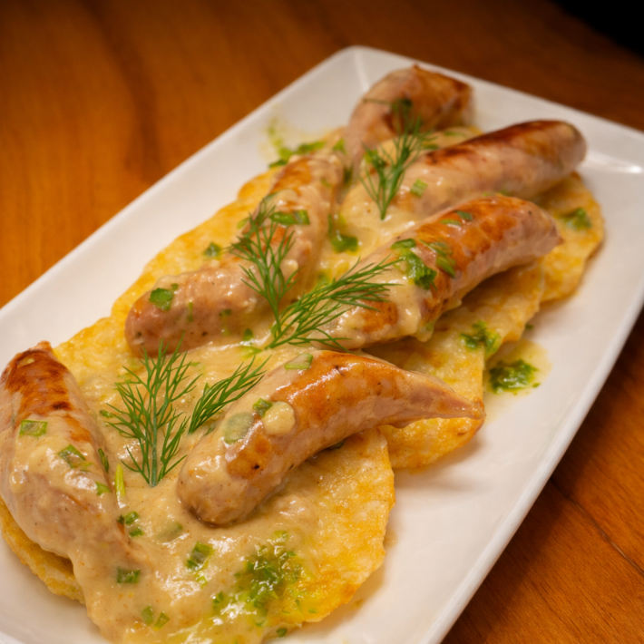 Драники с колбасками