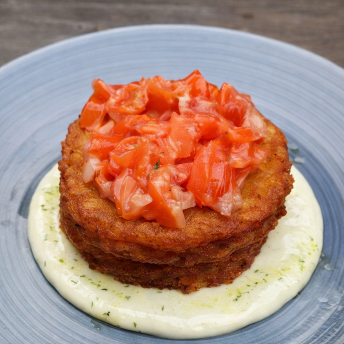 Драники с форелью