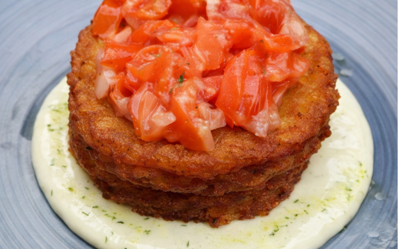 Драники с форелью