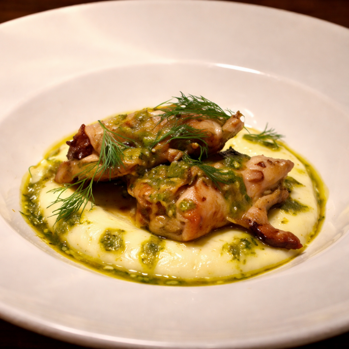 Куриное бедро с картофельным пюре