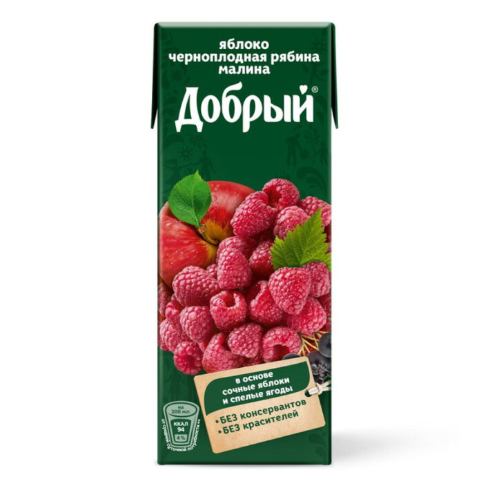 Сок «Добрый» яблоко, черноплодная рябина и малина