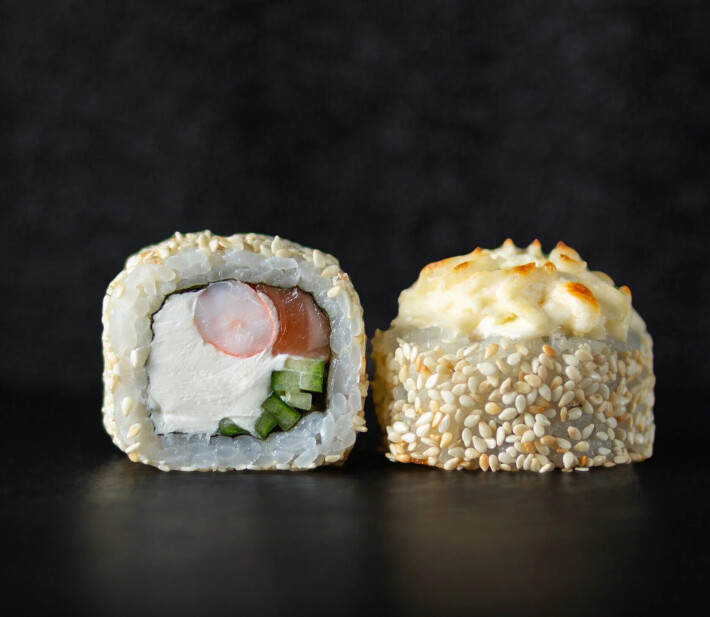 Ролл «Запечённая креветка-лосось»
