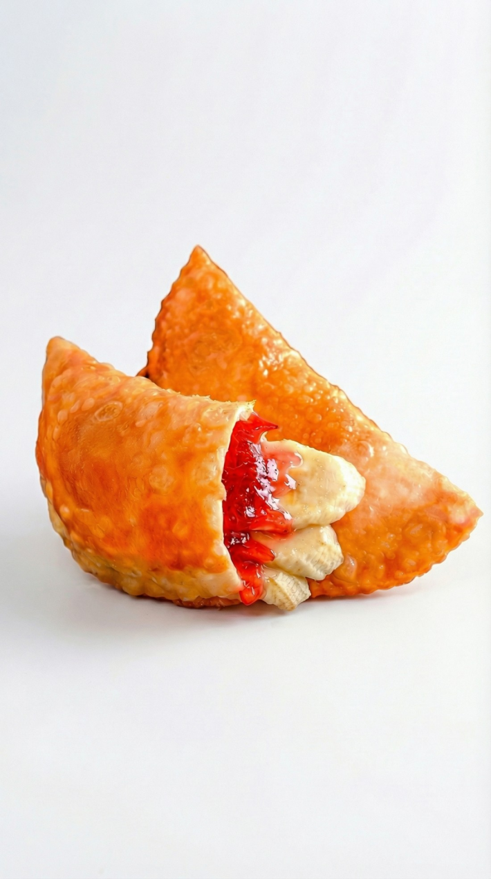 Чебурек с клубникой и бананом