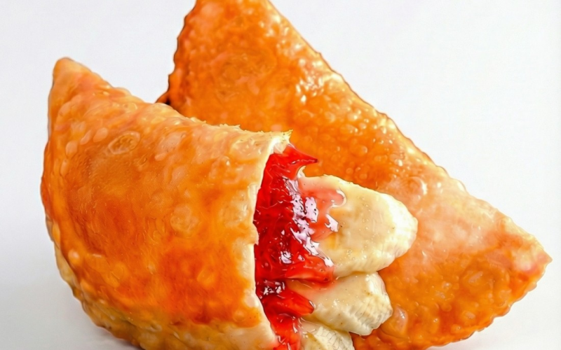 Чебурек с клубникой и бананом